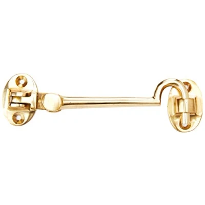 Image of Merriway BH02549 Solid Brass Silent Cabin Door Hook and Eye Catch, 100mm (4 inch)