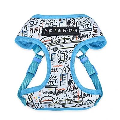 Image of Friends TV Show City Doodle Dog Harness for Medium Dogs, (M) Blue Harness, No Pull with D Ring Machine Washable Merch Dogs from