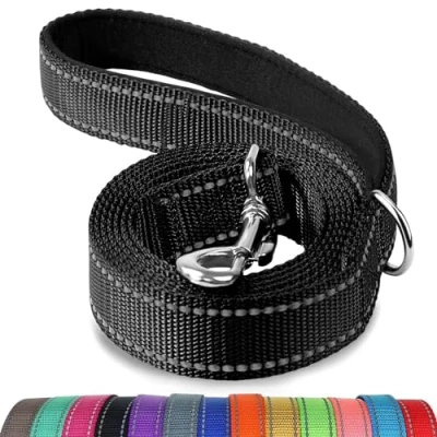 Image of Joytale Padded Handle Dog Lead,Double Sided Reflective Nylon Dogs Leads for Training,Walking Leash Small, Medium Dogs, 1.2m x 2cm, Black