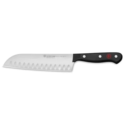 Image of WÜSTHOF Gourmet 7&quot; Hollow Edge Santoku Knife, Black