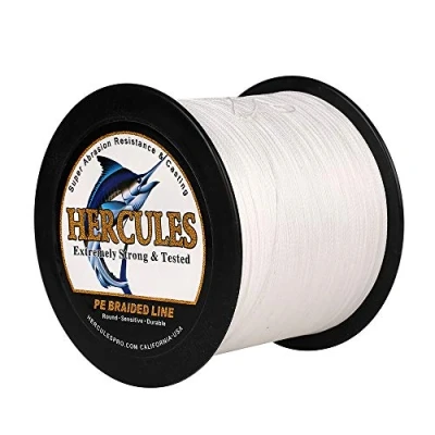 Image of Hercules Super Cast 1000M 1094 Yards Braided Fishing Line 100 LB Test for Saltwater Freshwater PE Braid Fish Lines Superline 8 Strands White, 100LB (45.4KG), 0.55MM