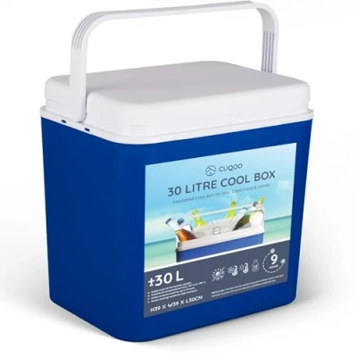 Image of Cuqoo 30L Cool Box Compact Insulated Ice for Camping, Beach, Travel &amp; Picnics Portable Cooler with Handle Keeps Food Drinks Cold Hours Lightweight Durable Design (30L)