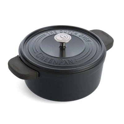 Image of GreenPan Featherweights Healthy Ceramic Non Stick Dutch Oven, 28 cm/6 Litre, Cast Iron Casserole Dish with Lid, PFAS Free, Induction, Oven Safe, Grey