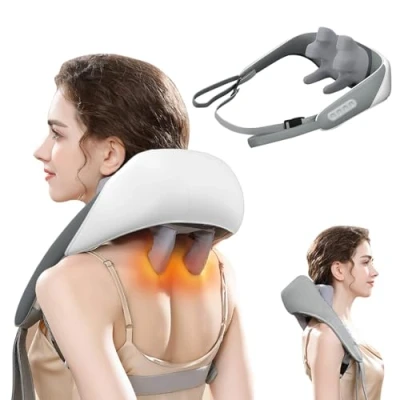 Image of BQSHX 5D Shiatsu Back Shoulder and Neck Massager with Heat,Back Massager, Deep Tissue Kneading Massage for Muscle Relaxation Relief Pain (White)