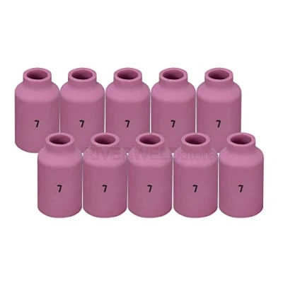 Image of RIVERWELD TIG Gas Lens Alumina Nozzle Ceramic Cups 54N15 (#7) for WP 17 18 26 Welding Torch 10pk