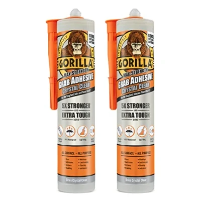 Image of GORILLA 2044403 Max Strength Grab Adhesive Crystal Clear 270ml (2 Pack)