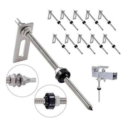Image of NuaSol SUS304 Hanger Bolt with Adapter Sheet M10 x 200 mm Stainless Steel Pack of 10