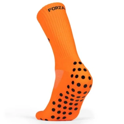 Image of FORZA Football Grip Socks [XS XL] Unisex Mid Calf Length Sports 10 Colour Options Ideal for All (Pack of 3, Fluro Orange, S/M (4 7))