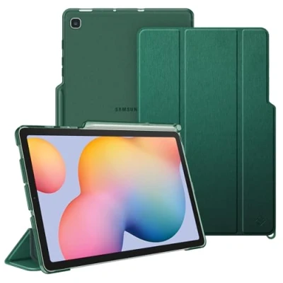 Image of FINTIE SlimShell Case for Samsung Galaxy Tab S6 Lite 10.4 Inch 2024/2022/ 2020, Lightweight Stand Translucent Frosted Back Cover with S Pen Holder, Auto Wake/Sleep, Midnight Green