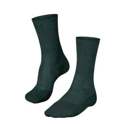 Image of FALKE Women&#039;s TK2 Explore Wool W So Breathable Thick Anti Blister 1 Pair Hiking Socks, Green Holly 7385, 2.5 3.5