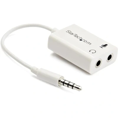 Image of StarTech.com 4 Position Microphone and Headphone Splitter 3.5 mm Pin / Pole Mic Audio Combo Cable (MUYHSMFFADW), White