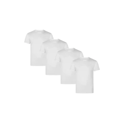 Image of FM London (4 Pack) Men&#039;s Organic T Shirt Medium Weight Shirts Multipack Ideal for Every Day Wear Tag Free, Comfortable, Soft, White, XXL
