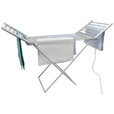 Image of Highlands Electric Heated Clothes Dryer Folding Energy Efficient Indoor Airer Wet Laundry Drying Horse Rack, Silver
