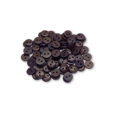 Image of (Pack of 100) 9mm Buttons 2 Hole Small Round Plastic Brown