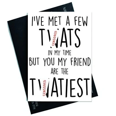 Image of Funny Friend Greeting Cards Best Birthday for Christmas Card Rude Colleague Twat PC522