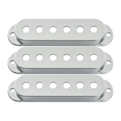Image of Musiclily 52mm Plastic Single Coil Pickup Covers Set for Strat ST Style Electric Guitar, Chrome(Set of 3)
