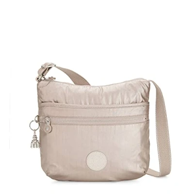 Image of Kipling womens Arto Crossbody Strap, Adjustable Shoulder Zip Closure, Metallic Glow, 11.25&quot; L X 10.25&quot; H 1.5&quot; D