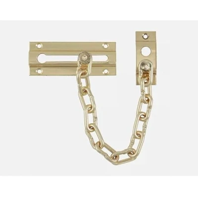 Image of Security Door Chain Heavy Duty Safety Guard Lock Catch 85mm with Screws (Brass)