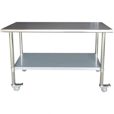 Image of Stalwart DA WTG600X1500C Commercial Mobile Work Table Stainless Steel Bottom Shelf 1500x600x900mm