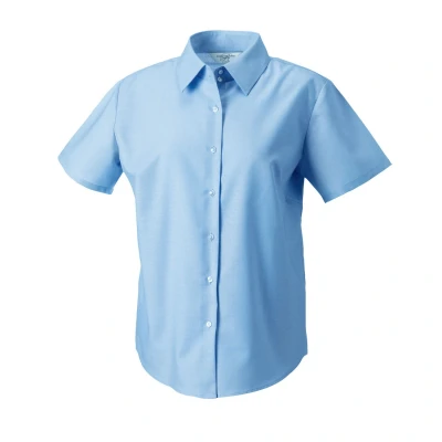 Image of Russell Athletic Collection Womens/Ladies Oxford Short Sleeved Shirt (Oxford Blue) Size X Large