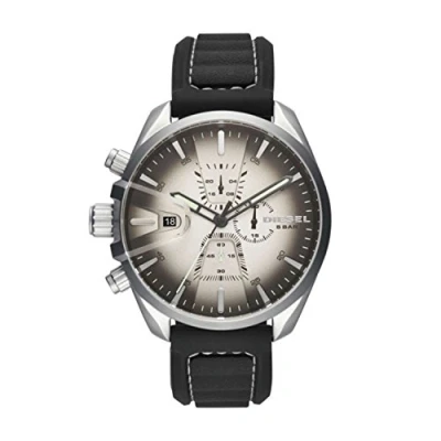 Image of Diesel Watch for Men Ms9 Chrono, Quartz Chronograph Movement, 47 mm Silver Stainless Steel Case with a Silicone Strap, DZ4483