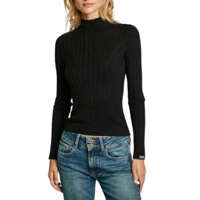 Image of Pepe Jeans Women&#039;s Izabel Turtleneck, Knitwear, Black, M
