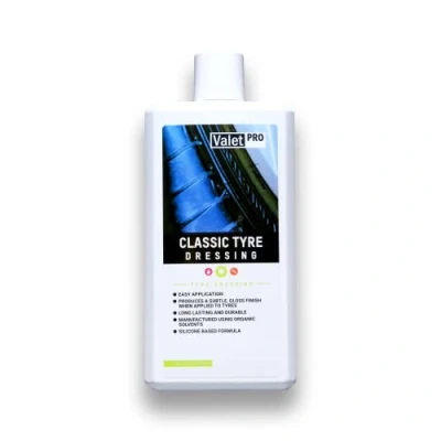 Image of ValetPRO Classic Tyre Dressing, Gloss and Shine for Modern Cars, Long Lasting, Makes Tyres Look As New 500ml