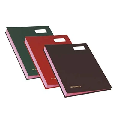 Image of Exacompta Ref. 22120E 1 executive signature canvas gusseted back label holder plastic cover 12 pink card compartments with 3 perforations 24x32 cm random colours