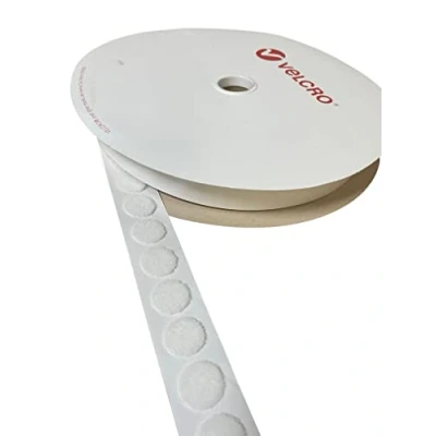 Image of Velcro® Brand White Stick On Coins Choice of Hook &amp; Loop 22mm, Sticky Dots Double Sided Adhesive Pads, Coins, Strong (Loop, 10 Coins)