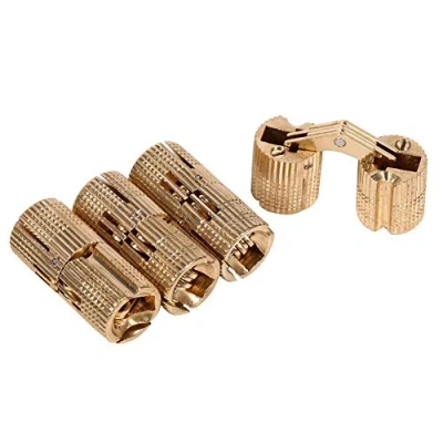 Image of 4pcs Copper Cabinet Concealed Hinges, Invisible DIY Project Brass Barrel Jewelry Box Furniture Handcraft, Hidden Door Hinges (12mm)