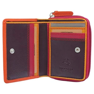 Image of VISCONTI Rainbow Leather Ladies Purse Style RFID Blocking RB53 Orange Multi
