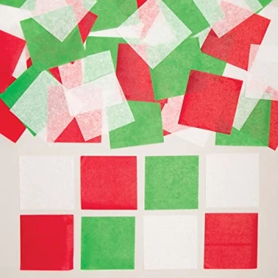 Image of Baker Ross FE804 Christmas Mini Tissue Paper Squares Pack of 3000, Creative Art and Craft Supplies for Kids, Ideal Activities, Collages Displays