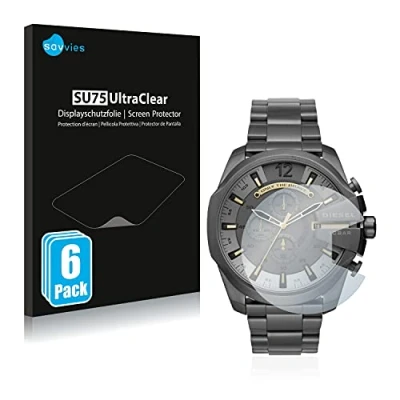 Image of Savvies 6 Pack Screen Protector compatible with Diesel Chronograph DZ4466 Protection Film Clear