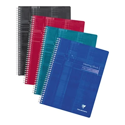 Image of Clairefontaine 82140C A Meeting Book Spiral Notebook A4+ 22.5x29.7 cm 160 Pre Printed Detachable Pages 90 g White Paper Random Color Laminated Card Cover