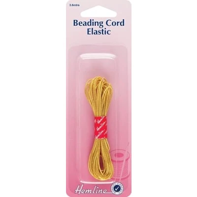 Image of Hemline 1.3mm Beading Cord Elastic 4.5m Gold per pack