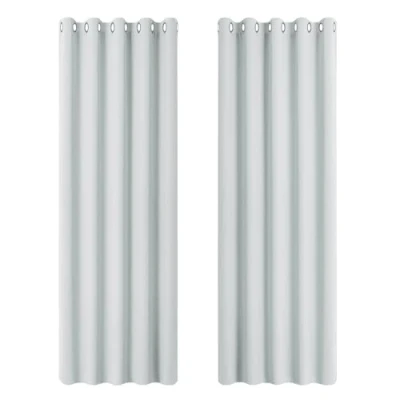 Image of PONY DANCE Eyelet White Curtains Room Darkening &amp; Energy Saving Solid Curtain Draperies/Panels/Drapes for Privacy Protected, 2 PCs, W 66 inch by L 90 inch, Greyish