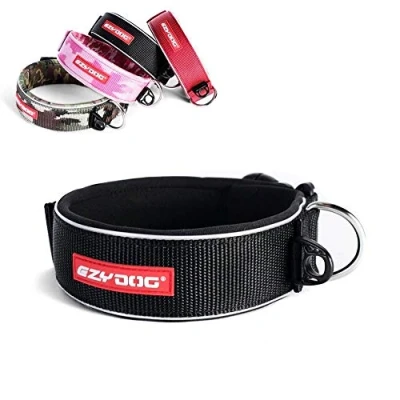Image of EZYDOG Extra Wide Neo Dog Collar Small, Medium, Large Dogs, Reflective Collar, Supreme Comfort, Soft Neoprene Material, Non Corrosive (Black)