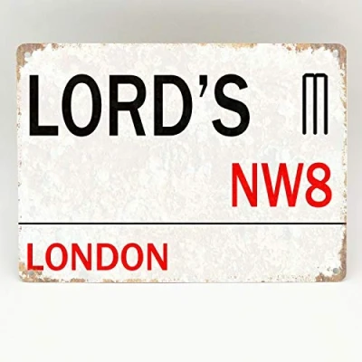Image of Lords Cricket Metal Sign London Street Road Man Cave Memorabilia Gift Plaque 8X12 Inches