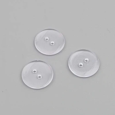 Image of 25 x Plain Clear Transparent Round 18mm Resin Sewing Buttons for Knitting, Arts, Crafts and Clothes