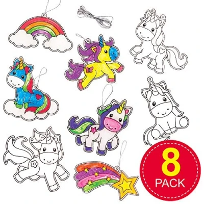 Image of Baker Ross AR384 Unicorn Suncatcher Decorations (Pack of 8)