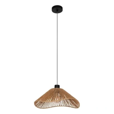 Image of EGLO Lavister pendant light, black/natural, paper