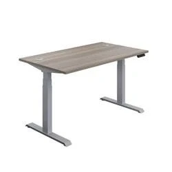 Image of Economy Sit Stand Desk 1400 X 800 Grey Oak Silver