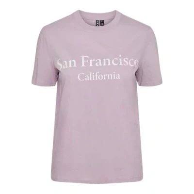 Image of PIECES Women&#039;s Pcfreya SS Tee Bc T Shirt, Dawn Pink/Print: Bright White, M