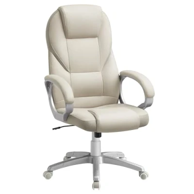Image of SONGMICS, Ergonomic Swivel Chair, Adjustable Height, for Office, Telework, with Silent Castors, Cream White OBG022W11, 28.7&quot; L x 27.6&quot; W (44.1&quot; 48&quot; H)