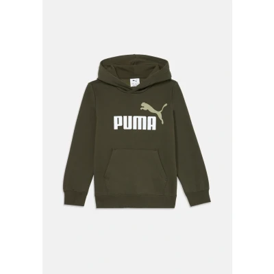 Image of Puma LOGO Hoodie Unisex Sweatshirt for kids, Size: 8y(7 8y), Dark olive
