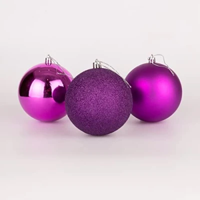 Image of 10cm/6Pcs Christmas Baubles Shatterproof Purple, Tree Decorations Ball Ornaments Balls Xmas Hanging Holiday Decor Shiny,Matte,Glitter