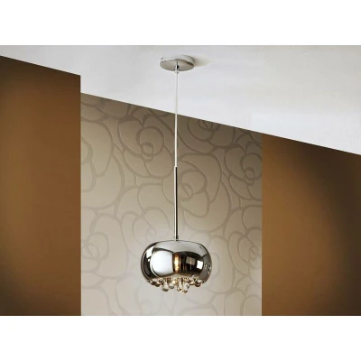 Image of Argos Round Crystal Ceiling Pendant Chrome, Mirror, G9