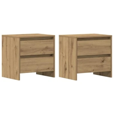 Image of vidaXL Bedside Cabinet Minimalist Rectangular Artisan Oak Finish Nightstand with Storage Drawers