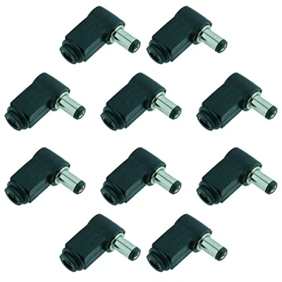 Image of 2.5mm x 5.5mm Male Plug Right Angle L Jack DC Power Tip Connector (Pack of 10)