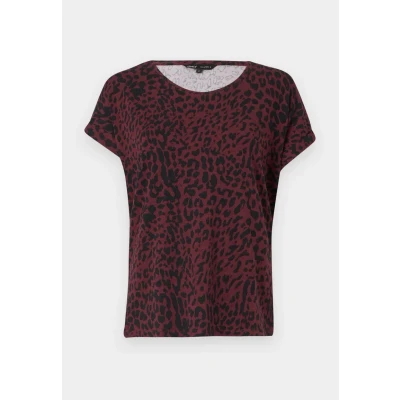 Image of ONLY Women&#039;s Onlmoster AOP S/S Noos JRS Classic Regular fit top with Short Sleeves for Summer, Tawny Port, XS